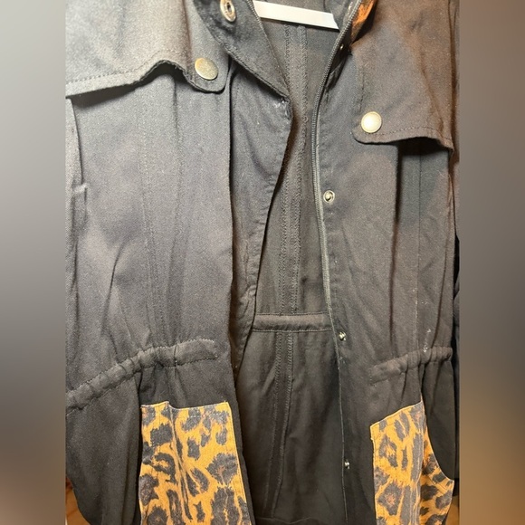 Crazy Train Black and Brown Utility Jacket with Leopard Accents, medium - Picture 5 of 5